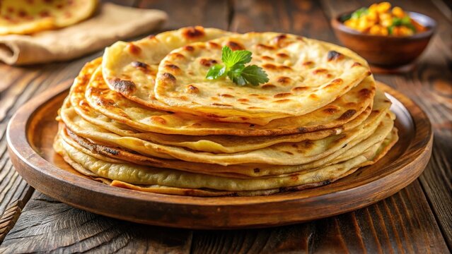 Delicious plate of layered parathas with ghee