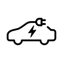 Electric car with plug icon symbol, EV car, Green hybrid vehicles charging point logotype, Eco friendly vehicle concept. Vector illustration