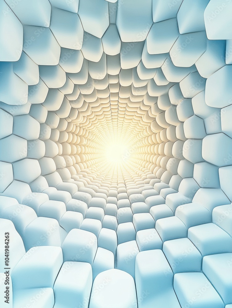 Aufkleber layered hexagons create a visually striking pattern that draws the viewer's eye towards a radiant li