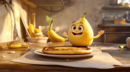 Animated Fruit on a Pancake