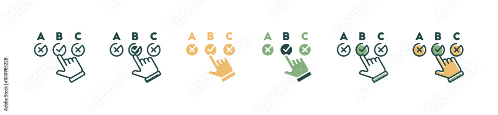 Aufkleber hand picking multiple choice exam test icon set job interview skill recruitment signs vector illustration for web and app