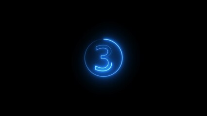 Neon light tube number 3.Dark background.