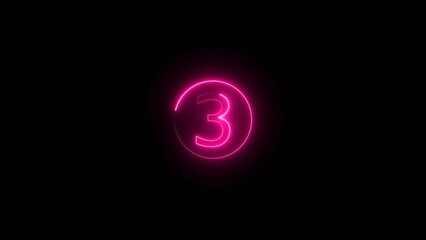 Neon light tube number 3.Dark background.