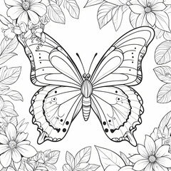 Exotic Butterfly Coloring Book Page