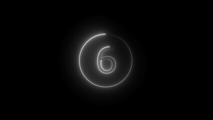  neon number 6. Two-color looping trendy glowing neon numeric number six. Dark background.
