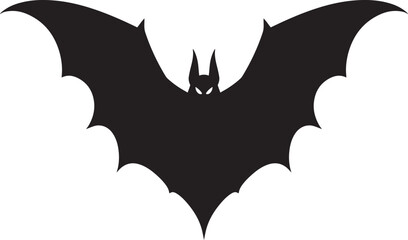 Flying Bat silhouette vector art illustration and Dark Black for Minimalist Designs, Animal Clipart