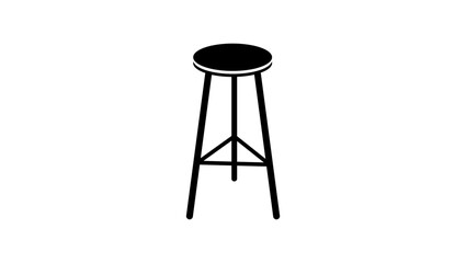 Three legged bar stool, black isolated silhouette