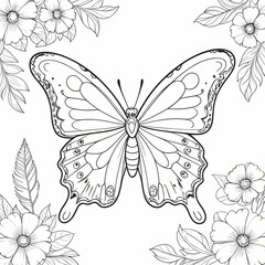 Exotic Butterfly Coloring Book Page