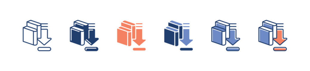 download book online course icon set digital education study learning media with arrow download signs vector illustration