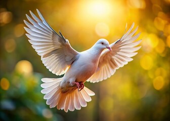 Obraz premium Peaceful Dove in Flight - Macro Photography of a Symbol of Freedom and Love