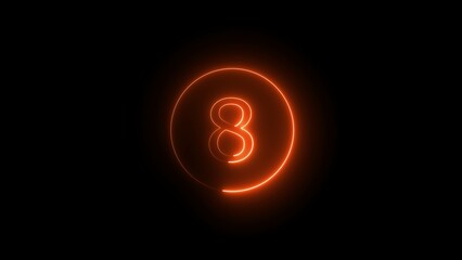 Number 8 from old movie count down (eight). Film countdown number. Dark background.