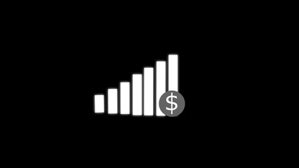 Business growth success chart with arrow, business bar sign, profit growing symbol , growing graph icons. Dark background