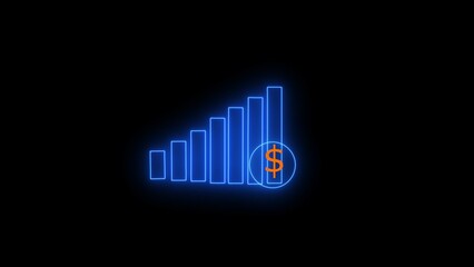 increase graph business icon animation. Dark background.