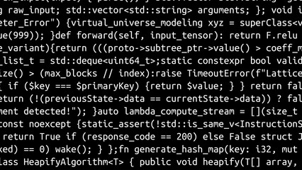 Conceptual java code of web page or javascript programming concept. Simulation of abstract software computer programming code.