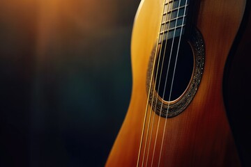 Obraz premium Close-Up View of Beautifully Crafted Guitar