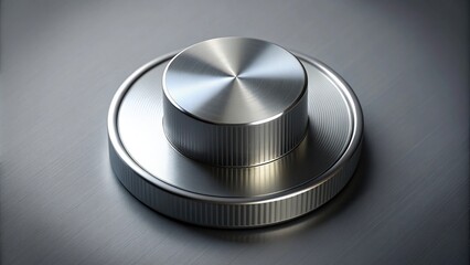 Round volume control knob with tilted angle isolated on white background