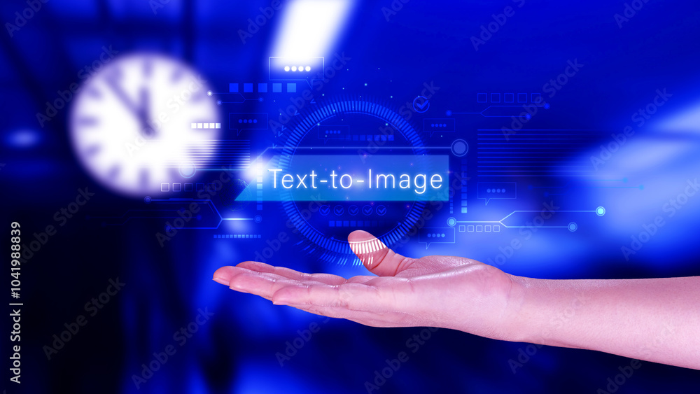 Aufkleber ai tech text to image, virtual graphic with ai, artificial intelligence, using command prompt for ge