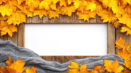 Obraz premium Rustic Autumn Table with Leaves Decoration