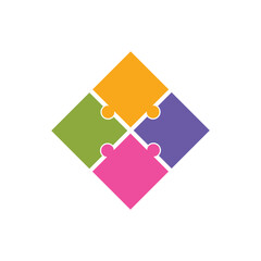 Vector Jigsaw Puzzle concept colored icon or logo element