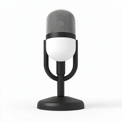 A desktop microphone, isolated on white, with a modern design for streaming and recording