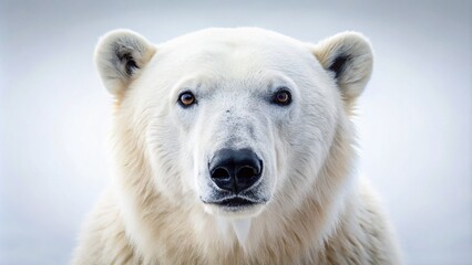 Fototapeta premium Polar Bear Portrait Isolated on White Background for Wildlife Conservation and Environmental Awareness