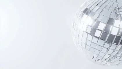 A disco ball, isolated on white, with reflective mirrors capturing light