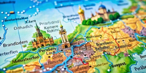 Political Map of Brandenburg, Germany with Potsdam and Major Cities Highlighted for Educational Use