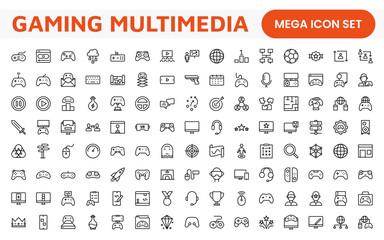 Gaming Icon Set. Vibrant and dynamic icons for game design, streaming, and e-sports branding, perfect for creating immersive interfaces and enhancing your gaming projects.
