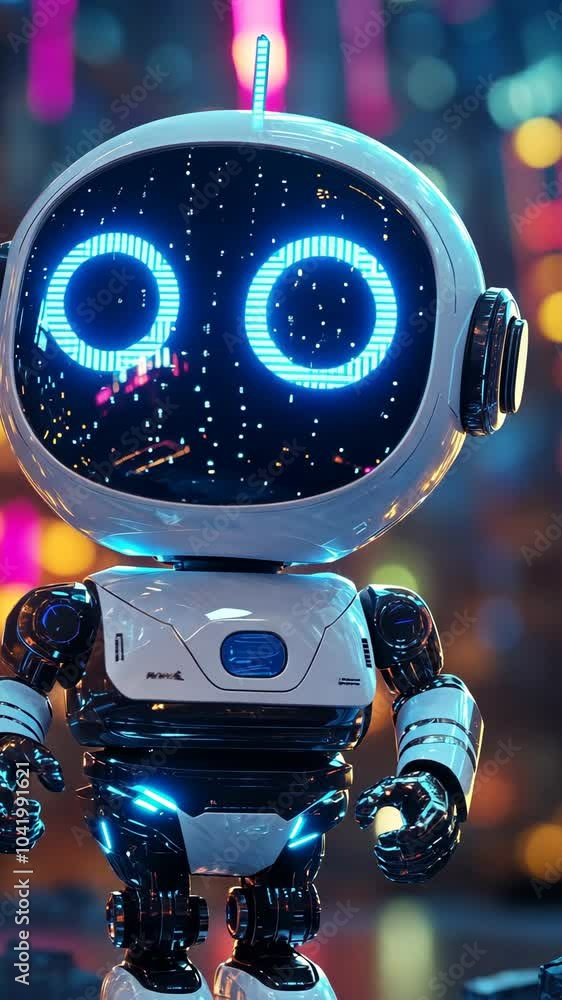 Poster robot showcasing a range of facial expressions through advanced led technology