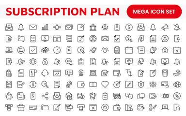 Subscription Services Icon Set. Modern and sleek icons for subscription-based platforms, perfect for enhancing user interfaces, streaming apps, SaaS products, and membership management.