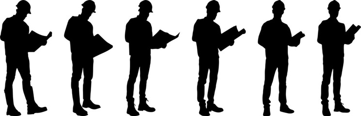 set of silhouette architect,contruction worker . people silhouette vector