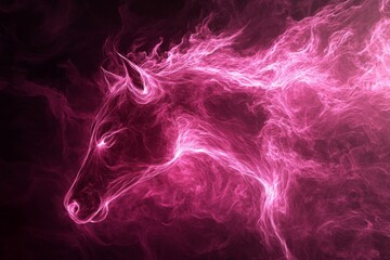 Obraz premium Abstract Pink Horse Head in Smoke