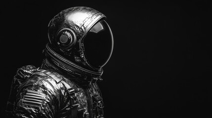 Fototapeta premium Futuristic astronaut in steel spacesuit a vision of near future exploration