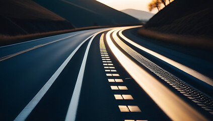 Fototapeta premium winding road visible tire tracks cut surface
