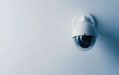 A smart home security camera, isolated on white, with a compact design and a motion sensor