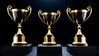 black gold trophy cups sharp edges carefully cut individual shapes