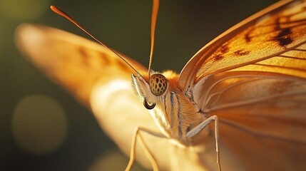 Close-up Butterfly with Golden Wings