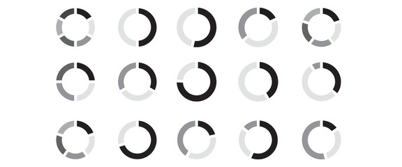 pie chart vector collection isolated on a white background, color wheels