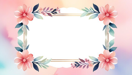 created watercolor pastel floral frame decorative border copy negative space within