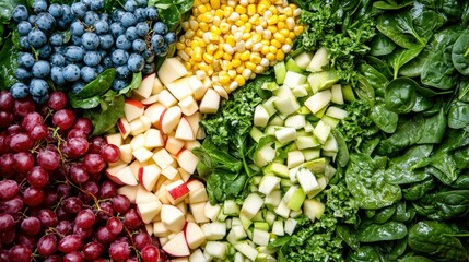 Fototapeta premium Fresh Colorful Fruits and Vegetables Arrangement