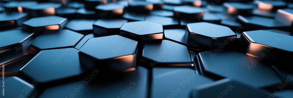 Aufkleber Layered hexagons form a geometric abstraction, gradually decreasing in size toward the center, producing a striking visual effect. Generative AI