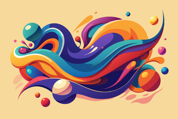 Modern Abstract Shapes with Vibrant Colors and Fluid Design