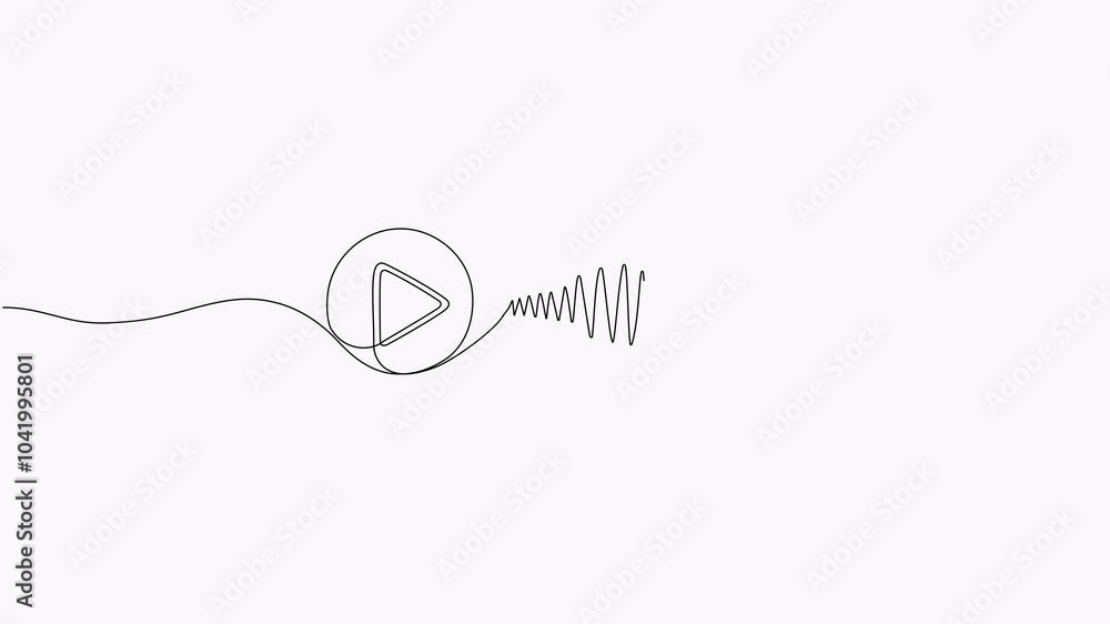 Poster video. one continuous editable linear music player soundbar template with play button. recording sou