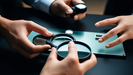 cutting set hands magnifiers requires precision care final result