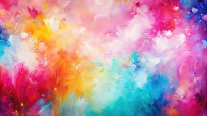 Colorful abstract painting on pink and white background