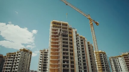 Construction Site with Cranes and Tall Buildings