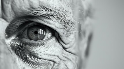 Obraz premium Close-up of an elderly person's eye, showcasing wrinkles and intricate details.