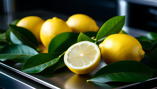 freshly sliced lemons leaves removed serving popular choice among chefs home cooks alike worldwide daily