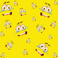 Emoticons seamless pattern. Facial expression seamless pattern vector background. Smiles face texture template. Modern smileys for textiles, interior design, book design, website Background. EPS10.