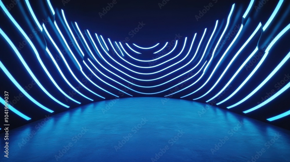 Aufkleber dynamic neon pattern of moving light in 3d space